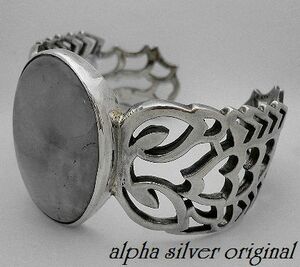 シルバー925純銀 天然石BIGアメジスト 透かしスコーピオン[サソリ蠍]バングル/alpha silver