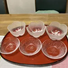 桂由美　ガラス小鉢と梅の小鉢6個