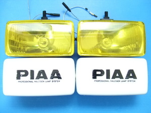 当時物 良品 PIAA60 角型 スポットランプ H3バルブ 旧車 フォグランプ ピア 補助灯 昭和 イエローレンズ ライトカバー トラック オフロード