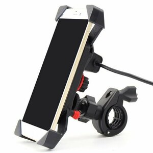 MADMAX バイク用品 USBソケット一体型スマホホルダー マウントセット 防水キャップ付/iPhone アイフォン 充電 ツーリング【送料800円】