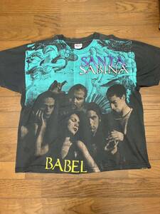 ビンテージ tシャツ Santa Sabina メキシコ ツアー バンドTシャツ ロックT tee 90 バンt メタリカ ガンズ babel 総柄 大判