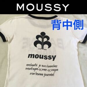 ビンテージ☆moussyバックプリント半袖Tシャツ2 白黒ホワイト マウジー