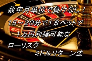 過去数年、月単位で負けなし！！１５～２０分で１万円利確可能なローリスクミドルリターン法　オンラインカジノ、副業、FX、起業、EA