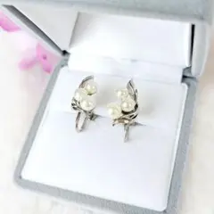 ✨美品✨ MIKIMOTO ミキモト パールイヤリング 3粒パール シルバー