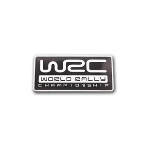 【送料込】WRC エンブレムプレート 黒角 縦3.9cm×横8.0cm SUBARU スバル STI アルミ製