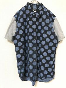 コムデギャルソンオムプリュス　COMME des GARCONS HOMME PLUS シャツ　半袖　ドット　水玉　切り替え　総柄　メンズ　幾何