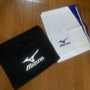 MIZUNO ミズノ野球 シュ－ズ袋 グラブ袋 ブラック巾着袋ビニール製肩掛け袋