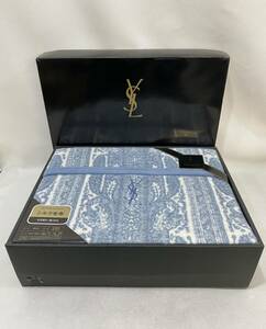 R4B110◆新古品◆ イヴサンローラン Yves Saint Laurent 絹毛布 シルク毛布 ブルー 絹100％ 140cm×200cm