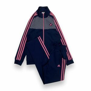 adidas アディダス ジャージ上下 セットアップ ネイビー×ピンク 160 キッズ レディース