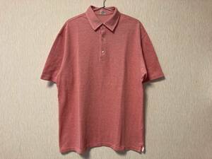 ●AGNONA アニオナ 鹿の子シャツ イタリア製 赤ピンク系 メンズ ポロシャツ 半袖シャツ