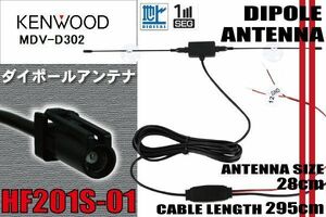 ダイポール TV アンテナ 地デジ ワンセグ フルセグ 12V 24V ケンウッド KENWOOD 用 MDV-D302 対応 HF201S-01 ブースター内蔵 吸盤式