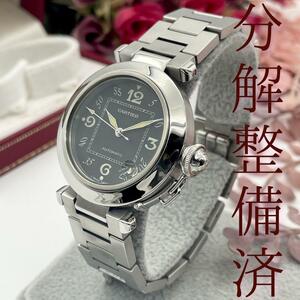 T529 分解整備・磨き済 Cartier カルティエ パシャ ドゥ カルティエ デイト W31043M7 黒文字盤 オートマ 自動巻 機械式 腕時計