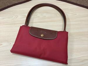 1745◆ロンシャン LONGCHAMP プリアージュ トートバッグ ナイロンレザー 折り畳みバッグ エコバッグ 赤