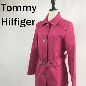 【人気】Tommy Hilfiger/トミーヒルフィガー トレンチコート 装飾ボタン 綿100％ ピンク サイズ0 レディース/S5339