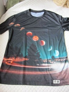 宇宙　月食　半袖Tシャツ　メンズ　XL