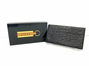 【美品】ZILLI ジリー　財布　オーストリッチ　ブラック