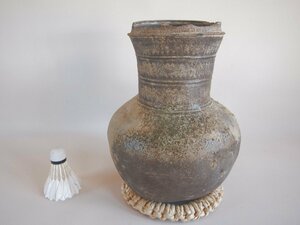 古墳時代 櫛歯波状紋 長頸壺30cm 焼締瓶 三国時代（新羅）5～6世紀 新羅土器 花生 土師器 伽耶 かやこく