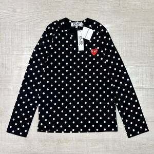 2023 年購入 新品 PLAY COMME des GARCONS プレイ コム デ ギャルソン ハート ロゴ 刺繍 ドット ロングスリーブ Tシャツ ロンT サイズ M