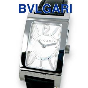 ブルガリ レッタンゴロ RT39S 革ベルト シルバー レディース 時計 稼働 BVLGARI クォーツ QZ スクエア シルバー文字盤 ブランド