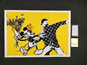 世界限定100枚 DEATH NYC アートポスター A02 BANKSY バンクシー フラワーボンバー ゴッホ ひまわり Mickey Mouse ミッキー