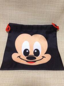 ミッキーマウス 巾着袋 ブラック(黒) 【Disney/ディズニー】 きんちゃく,ふくろ,小物入れ