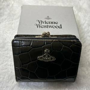 財布 ヴィヴィアンウエストウッド がま口 グリーン 二つ折り Vivienne Westwood 二つ折り財布 Wallet ワニ皮