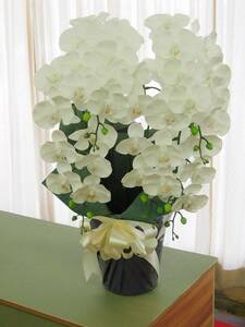 ①展示品！光触媒　高級胡蝶蘭　5本立　ホワイト/パープル　造花　JeweiFlower