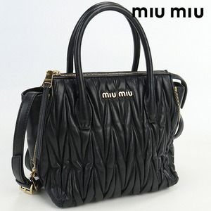 中古 ミュウミュウ ハンドバッグ レディース ブランド MIUMIU マテラッセ 2WAYハンドバッグ レザー 5BA003 ブラック