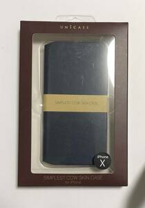 Ｍ15: iphoneケース 新品 UNiCASE 送料込　SIMPLEST COWSKIN CASE for iPhoneXS/X (NAVY)　牛革　カウスキン