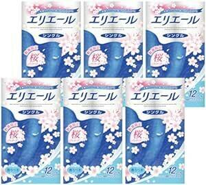 エリエール トイレットペーパー 55m×72ロール(12ロール×6パック) シングル パルプ100% リラックス感のある香り＜桜デ