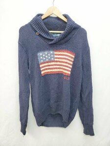 ◇ POLO RALPH LAUREN 1814974SPL ショールカラー 星条旗 長袖 ニット セーター サイズS 170/92A ネイビー マルチ メンズ P