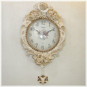 【送料無料！】★超激安即決！★新品アンティーク調薔薇モチーフ壁掛け振り子時計