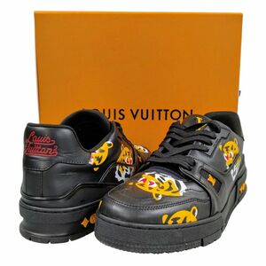 LOUIS VUITTON ルイ・ヴィトン NIGO LV トレイナー ライン レザー スニーカー シューズ トラプリント ブラック 7=25.5~26cm 正規品 / 34163