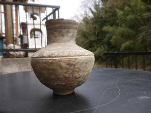【TS20321】縄文土器 壺 花瓶 弥生 新羅 須恵器　「直径14cmｘ高さ16cm」