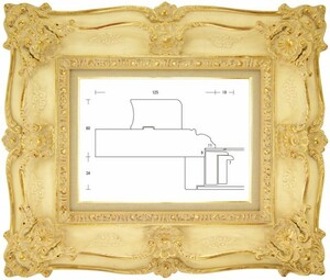 額縁 油彩額縁 油絵額縁 木製フレーム ルイ式角花ニ段 金+アイボリー サイズP0号