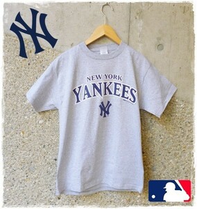 MLB　NY Yankees　ニューヨーク　ヤンキース　チームロゴ　メンズ　 半袖　Tシャツ　アメリカ　輸入　野球　メジャーリーグ　グレー　Ｍ
