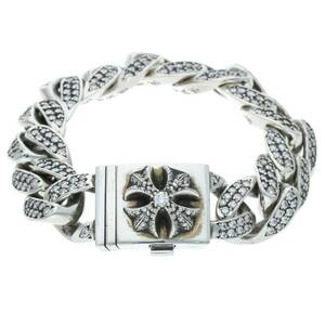 クロムハーツ Chrome Hearts CH X BOX ID P/DIA/CHクロスボックスID サイズ:13LINK PAVE/ダイヤシルバーブレスレット 中古 SS07