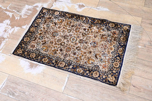 HV2610 手織り ペルシャ絨毯 シルク100% ラグ 玄関マット 廊下 キッチンマット