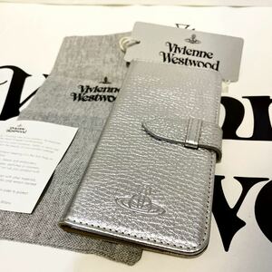 送料込●新品●価27500円 Vivienne Westwood iPhone7 8 SE2 SE3同等サイズスマホケース シルバーD インポートライン 手帳型 ヴィヴィアン