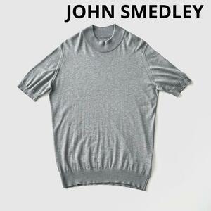 JOHN SMEDLEY ジョンスメドレー モックネック シーアイランドコットン ニット M グレー ハイゲージ Tシャツ ニットT コットン 国内正規