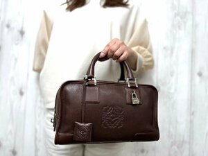 極美品 LOEWE ロエベ アナグラム アマソナ28 ハンドバッグ バッグ レザー 茶 70807