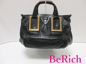 クロエ Chloe 2way ショルダーバッグ エテル 3S0646 7A733 黒 ブラック レザー ロゴ クロスボディ ETHEL 【中古】【送料無料】 bk7449