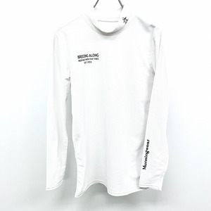 Munsingwear マンシングウェア M レディース ゴルフ メッシュTシャツ モックネック ストレッチ ロゴ 長袖 ポリエステル×ポリウレタン 白系