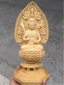★極上の木彫 仏教美術 精密彫刻 仏像 手彫り 極上品 虚空蔵菩薩像