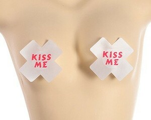 【新品】十字形ニップレス「KISS ME」白　2枚セット
