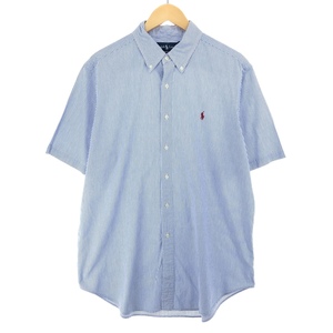 古着 ラルフローレン Ralph Lauren CLASSIC FIT シアサッカー 半袖 ボタンダウン ストライプシャツ メンズXL /eaa441065