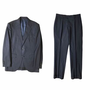 (D) lanvin collection ランバン ウール ストライプ セットアップ 46 ネイビー系 スーツ (ma)