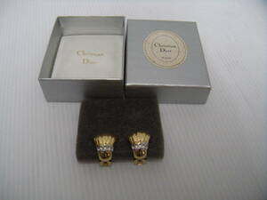 768　Christian Dior クリスチャンディオール イヤリング クリップ式 金色 アクセサリー