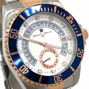 新品 Salvatore Marra サルバトーレマーラ 腕時計 SM22107-SSWHBL/PG クオーツ シルバー ブルー コレクション カレンダー 箱付き .