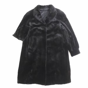 極美品★SAGA MINK　サガシェアードミンク　本毛皮ロングコート　ブラック　F　毛質柔らか◎